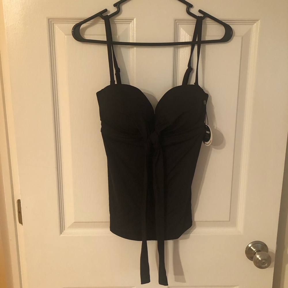 Coco Reef Tie Front Black Tankini Top 32/34C